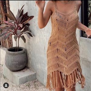 Zara Crochet Midi Dress Sand